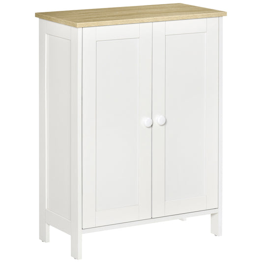 HOMCOM Storage Cabinet, Double Door Cupboard with 2 Adjustable Shelves, for Living Room, Bedroom, or Hallway, White