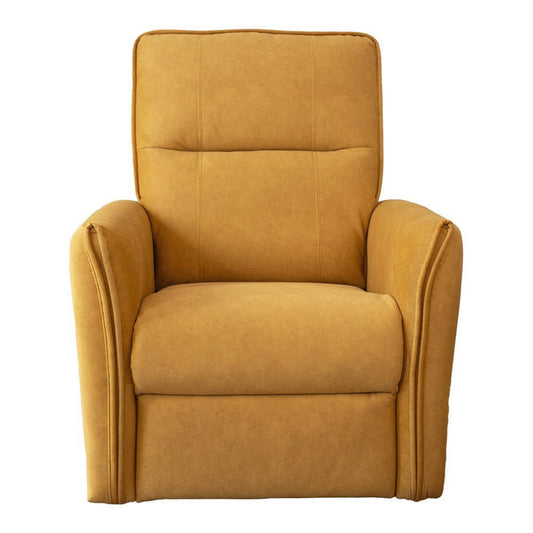 Mid-Century Modern Recliner Chair with Infinite Position Design in Dark Yellow Italian Suede 41' H x 33' W x 29'D