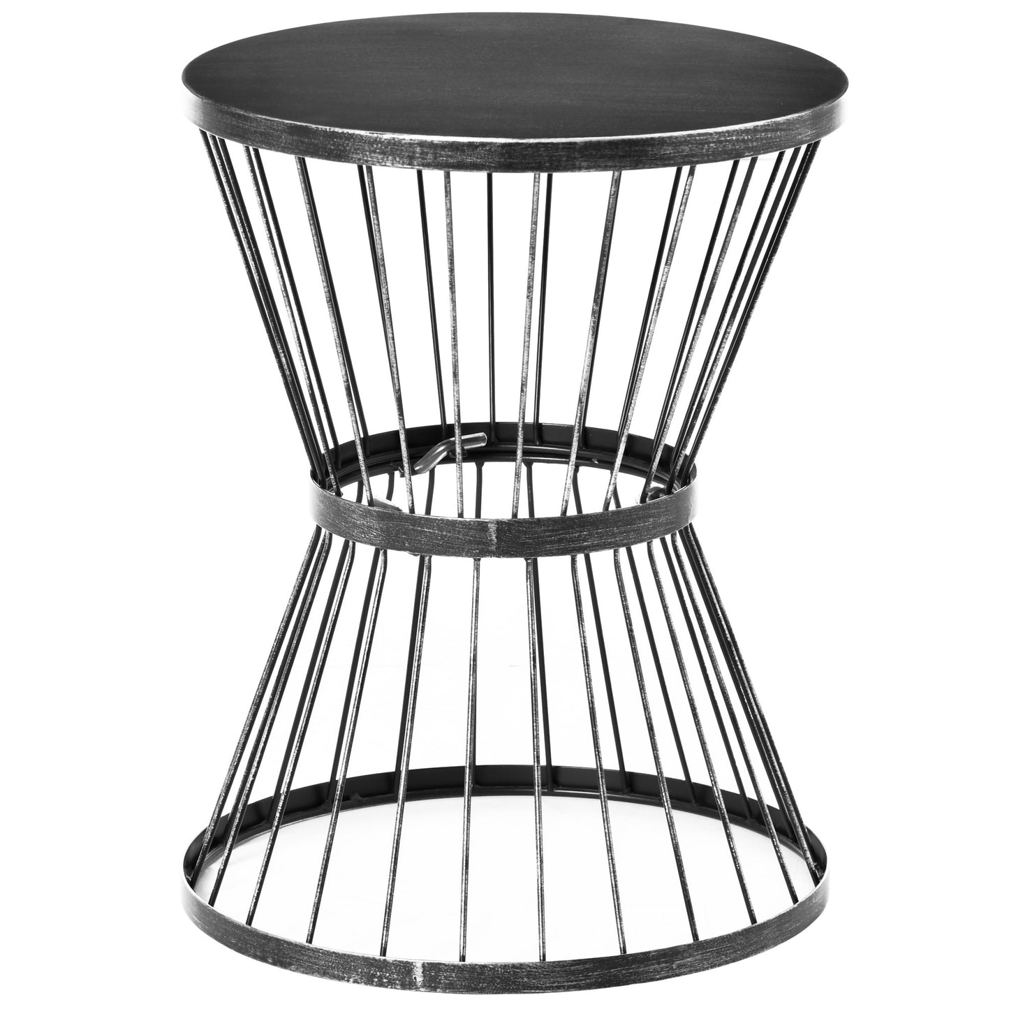 Outsunny 16' Steel Patio Side Table, Garden End Table with Hourglass Design, Accent Table for Outdoor and Indoor Use, Black