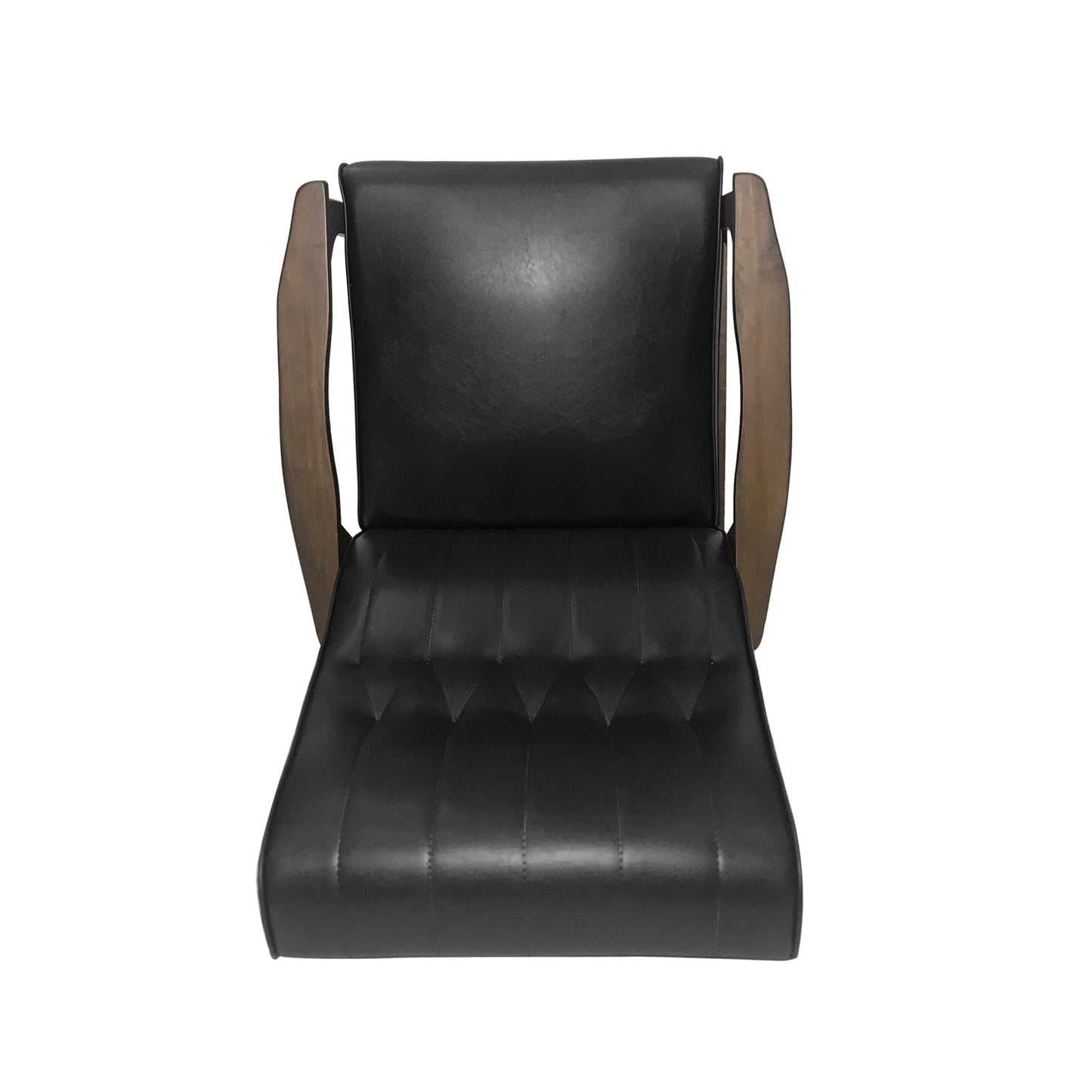 Mid Century Modern Upholstered Accent Chair, Matte Black Faux Leather