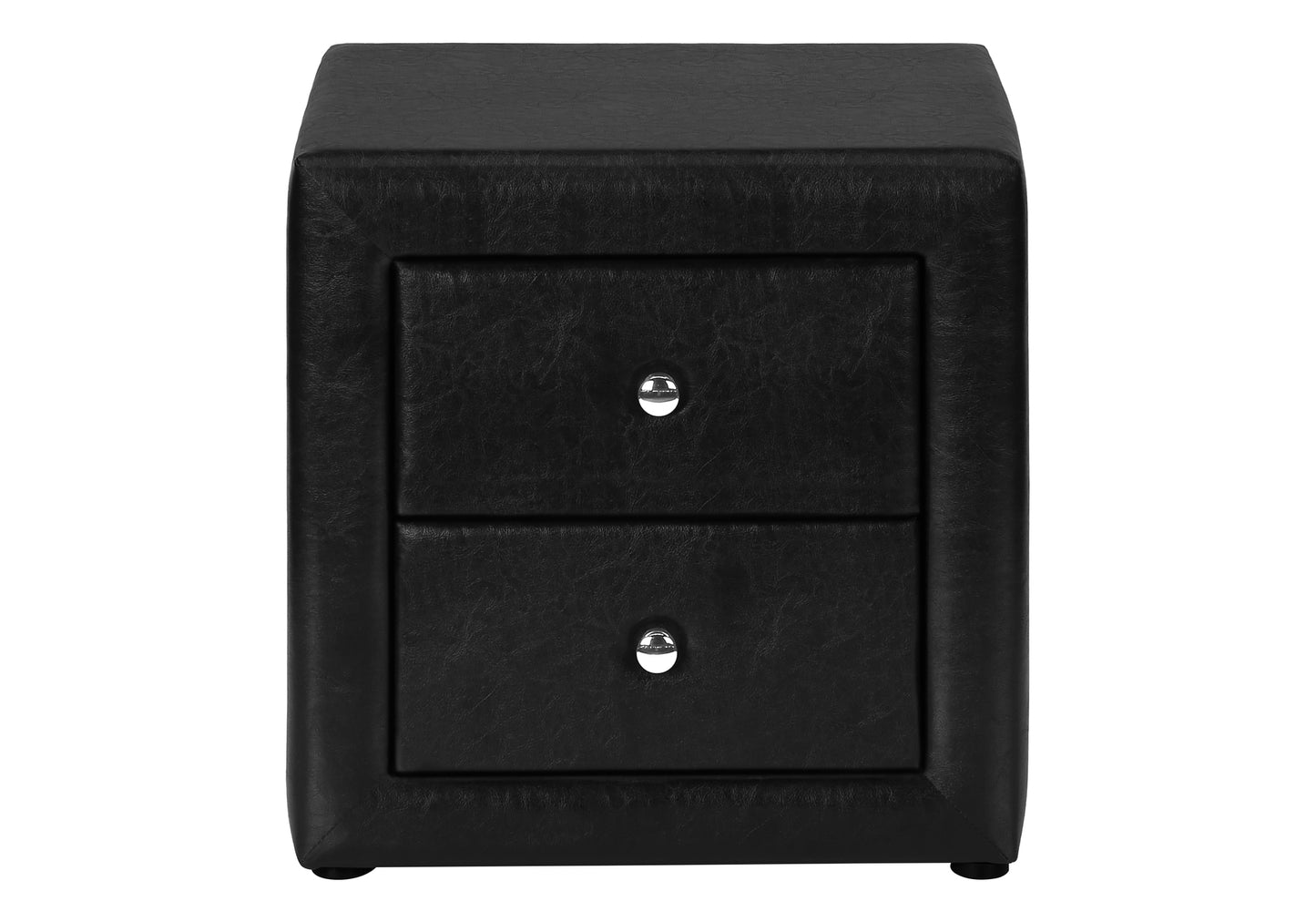 Nightstand, Nightstand, End, Side, Lamp, Storage Drawer, Bedroom, Upholstered, Black Leather Look, Transitional