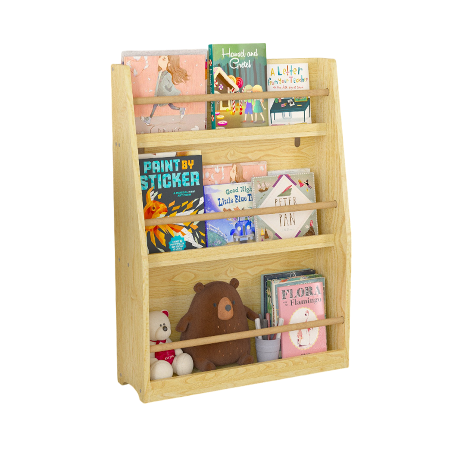 3 Tier Kids Book Shelf,Kids Book Rack, Helps Keep Bedrooms, Playrooms, and Classrooms Organized, Natural