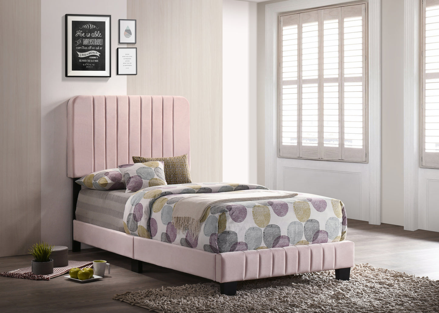Charming Contemporary Pink Twin Bed