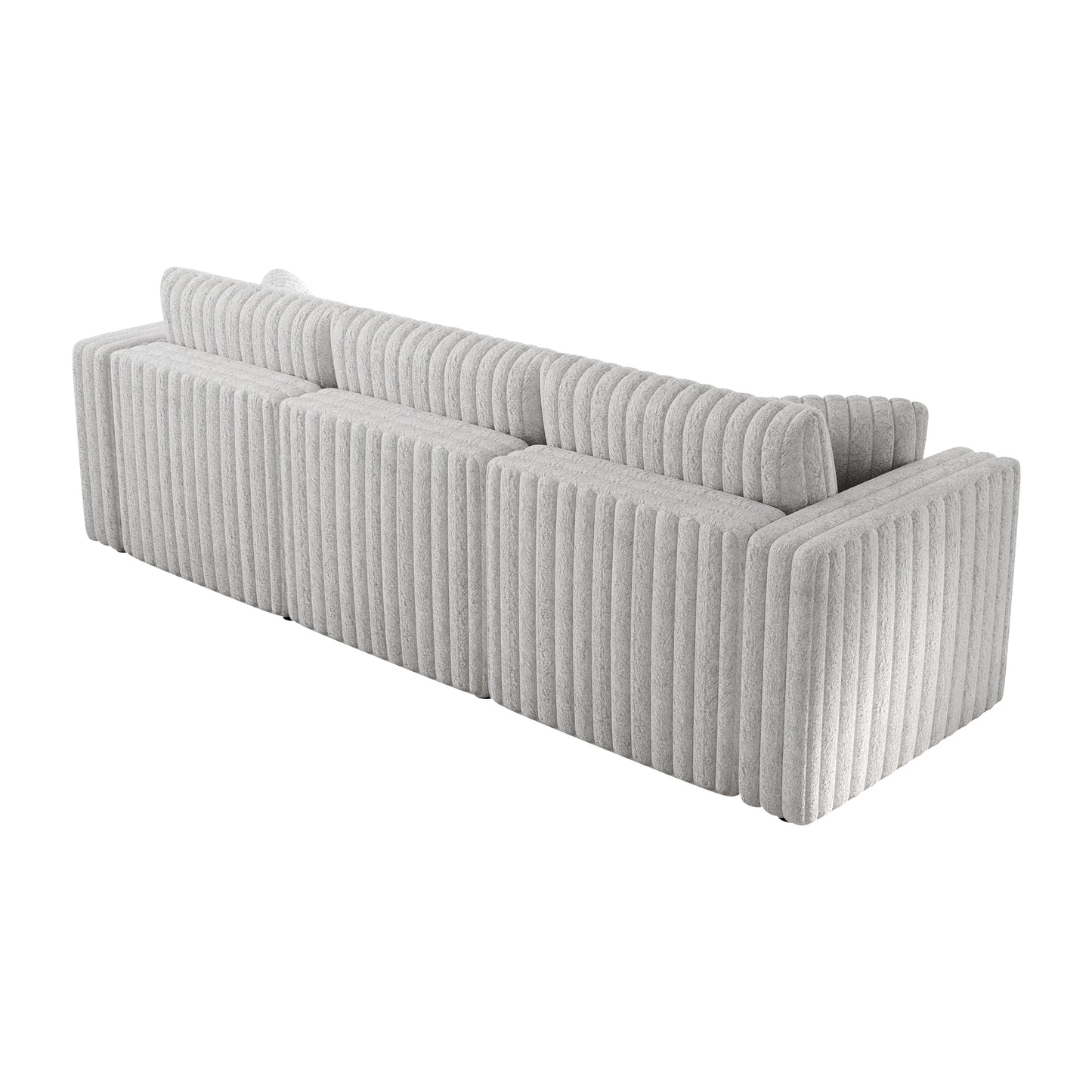 106.3" Soft  Modular 3-person Sofa - Highly Comfortable & Distinctive Design. Ideal for Bedroom & Living Room. Light gray. Modern & Plush Furniture Choice