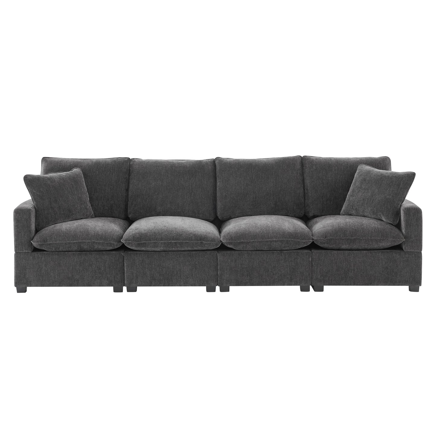 110*29" Modern Modular Sofa, 4 Seat Chenille Sectional Couch Set with 2 Pillows Included, Freely Combinable Indoor Funiture for Living Room, Apartment, Office, 2 Colors