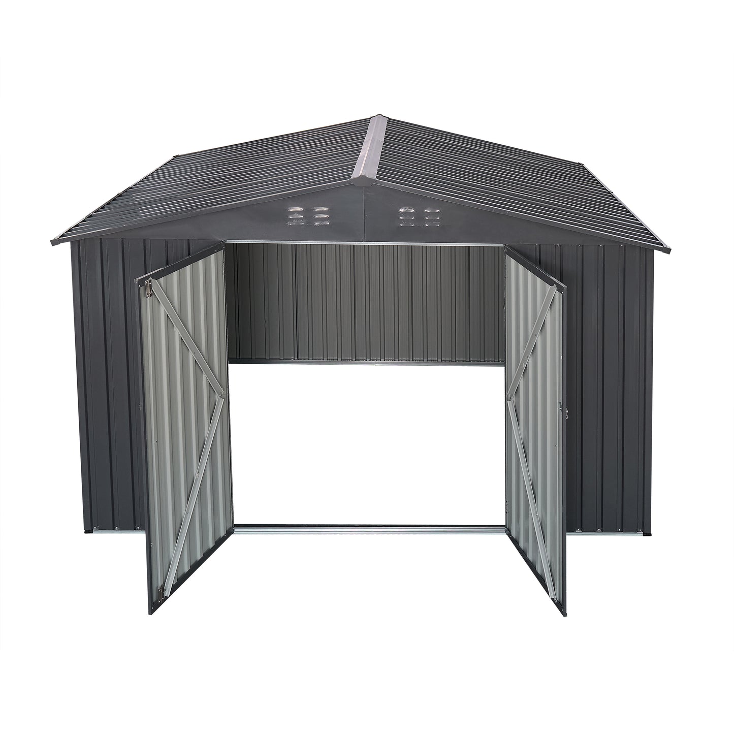 Outdoor Sheds 8FT x 10FT & Outdoor Storage Clearance, Metal Anti-Corrosion Utility Tool House with Lockable Door & Shutter Vents, Waterproof Storage Garden Shed for Backyard Lawn Patio