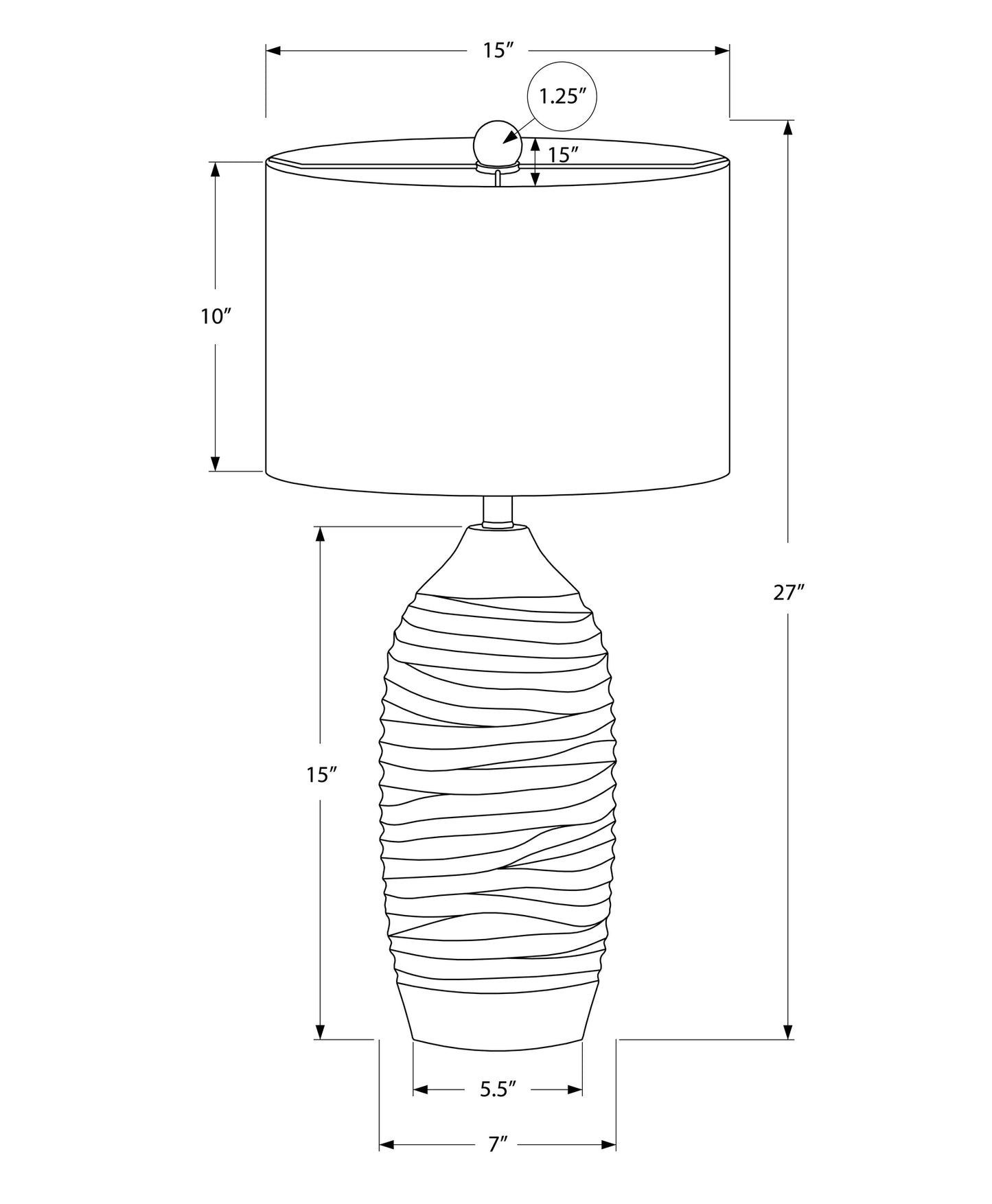 Lighting, 27"h, Table Lamp, Grey Resin, Ivory / Cream Shade, Modern