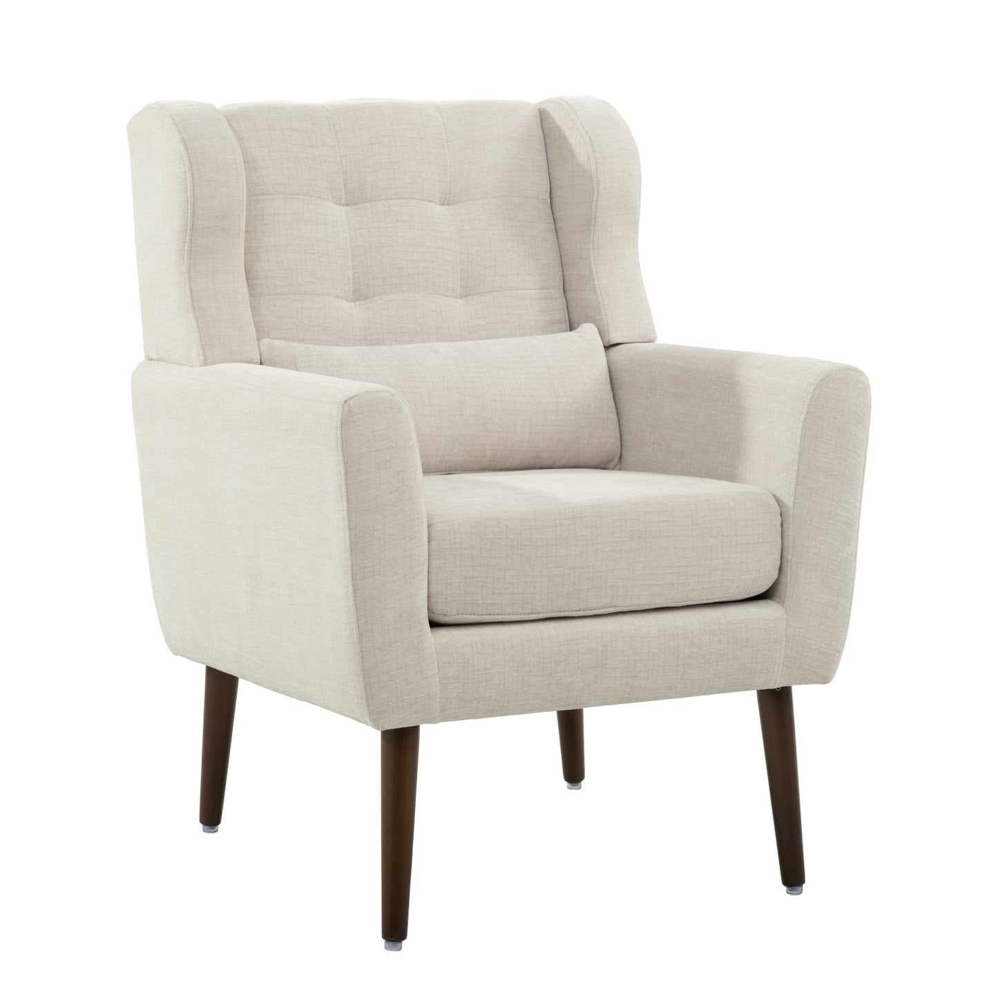 Modern Accent Chair Upholstered Foam Filled Living Room Chairs Comfy Reading Chair Mid Century Modern Chair with Chenille Fabric Lounge Arm Chairs Armchair for Living Room Bedroom (Beige)