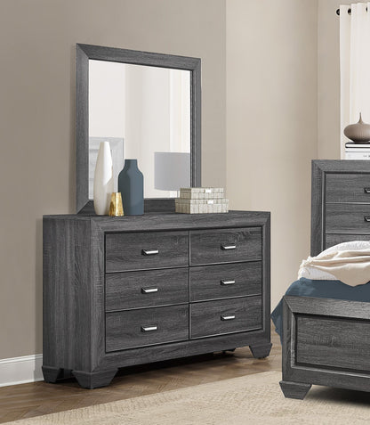 Wooden Bedroom Furniture Gray Finish 1pc Dresser of 6x Drawers Contemporary Design Rustic Aesthetic