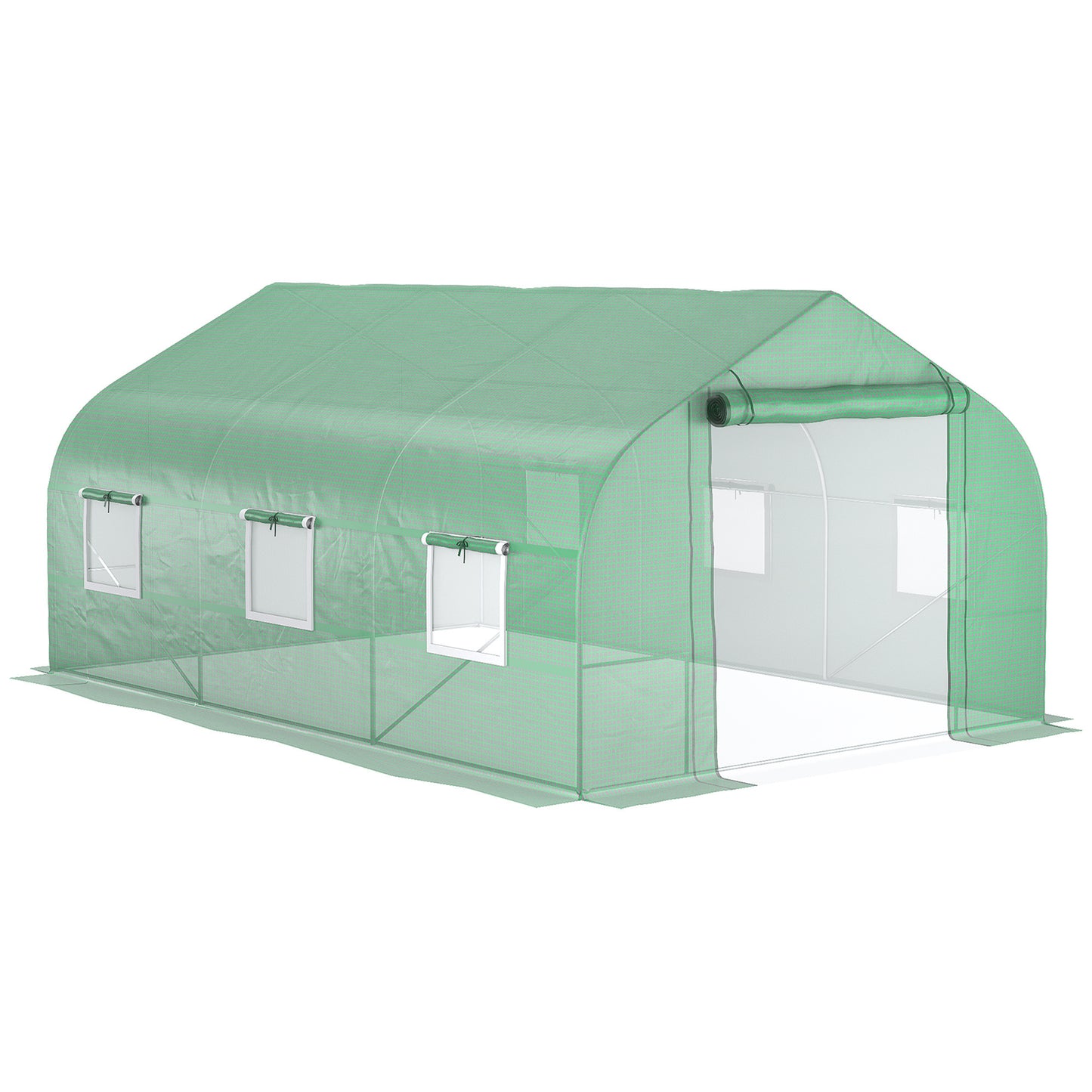 Outsunny 11.5' x 10' x 7' Walk-in Greenhouse, Tunnel Green House with Zippered Mesh Door and 6 Mesh Windows, Gardening Plant Hot House with Galvanized Steel Frame, Green