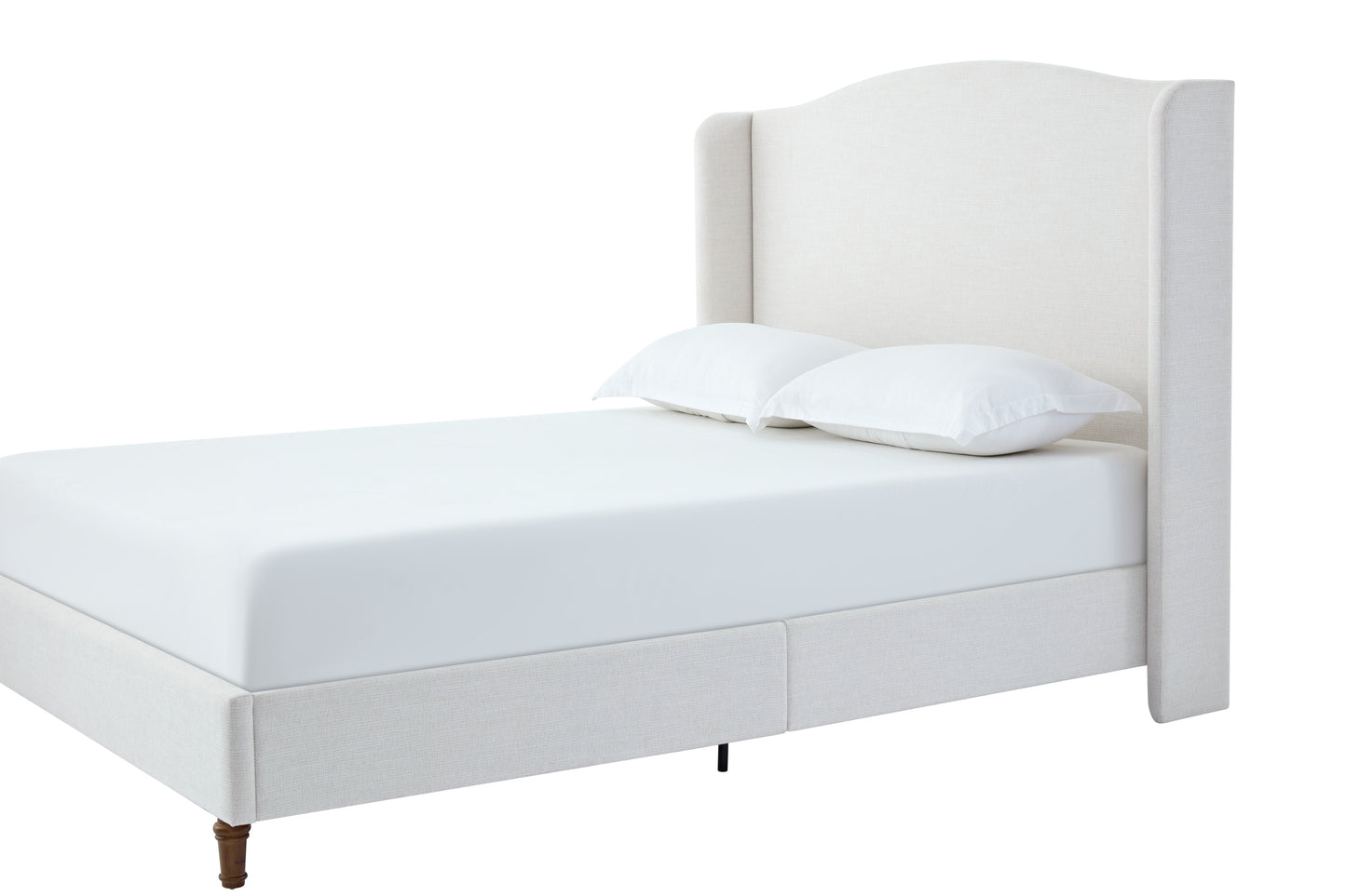 Hannah Upholstered Wingback Bed Size King / Tall 54" Headboard Upholstered King Bed / Premium Textured Canvas Chenille Look Ivory / Minimalist Designs
/ No Box Spring Needed / Easy Assembly / King