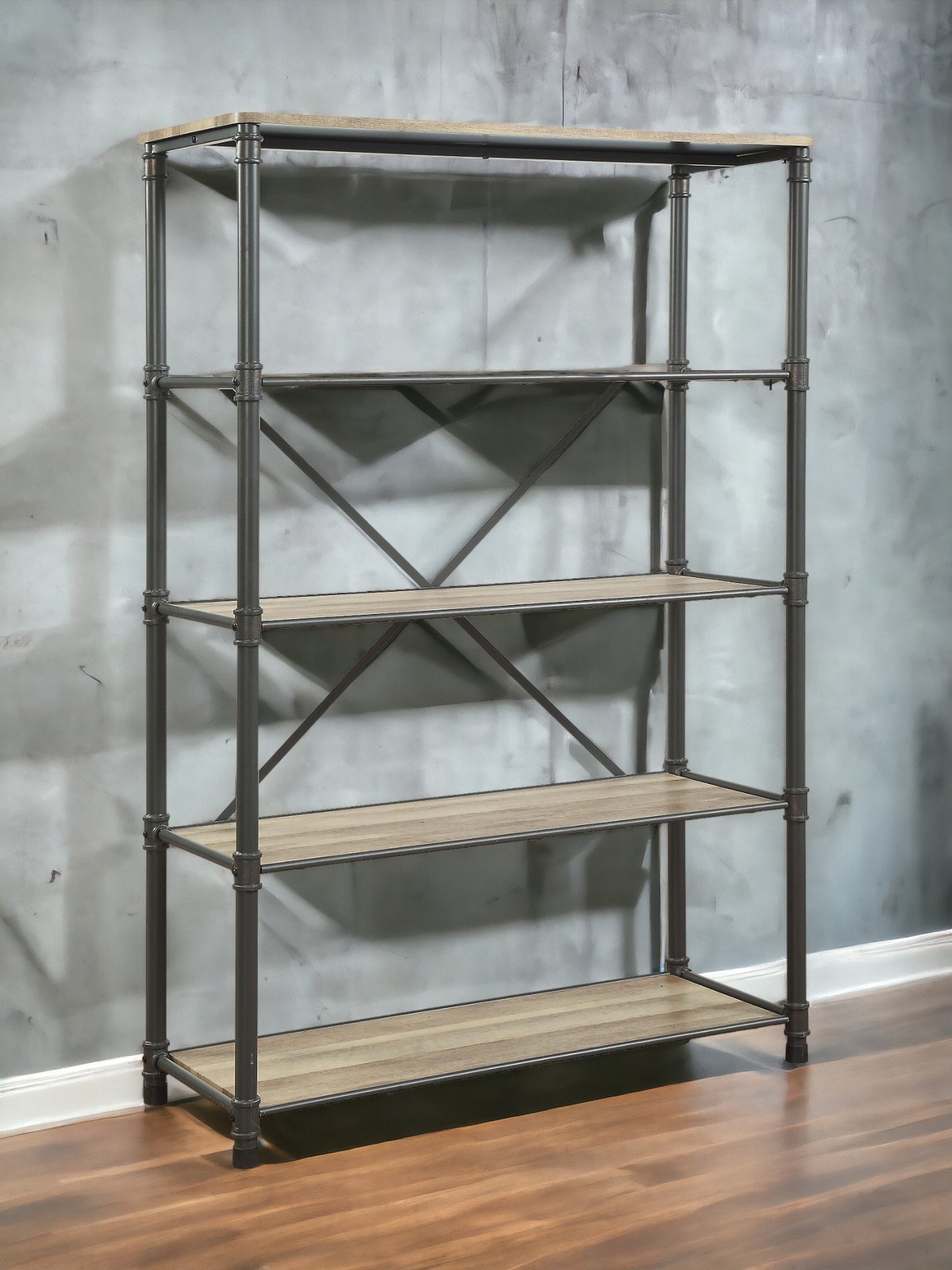 Itzel Antique Oak & Sandy Gray Finish Bookshelf