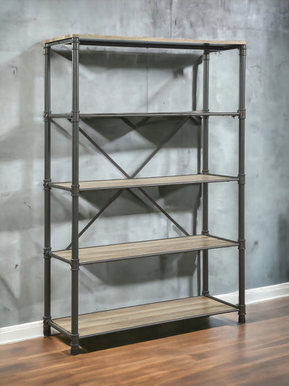 Itzel Antique Oak & Sandy Gray Finish Bookshelf