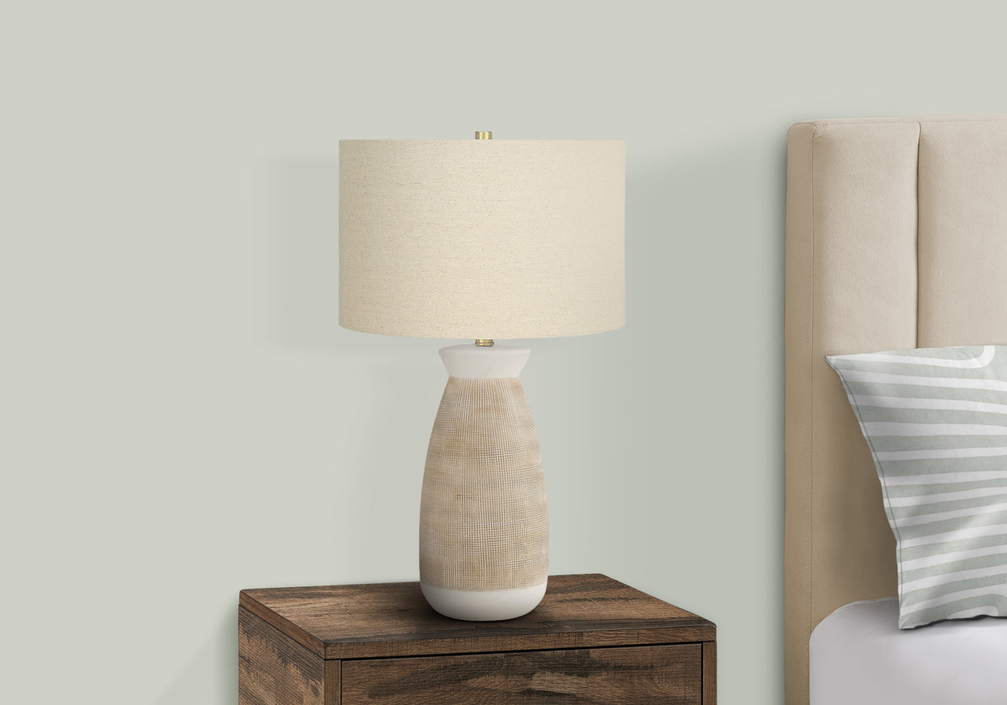 Lighting, 27"h, Table Lamp, Cream Ceramic, Beige Shade, Contemporary