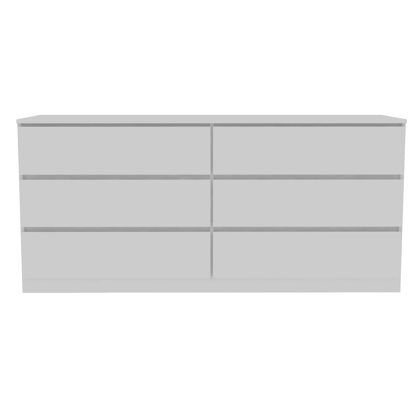 Asteria 6 Drawer Double Dresser, Metal Handles -White