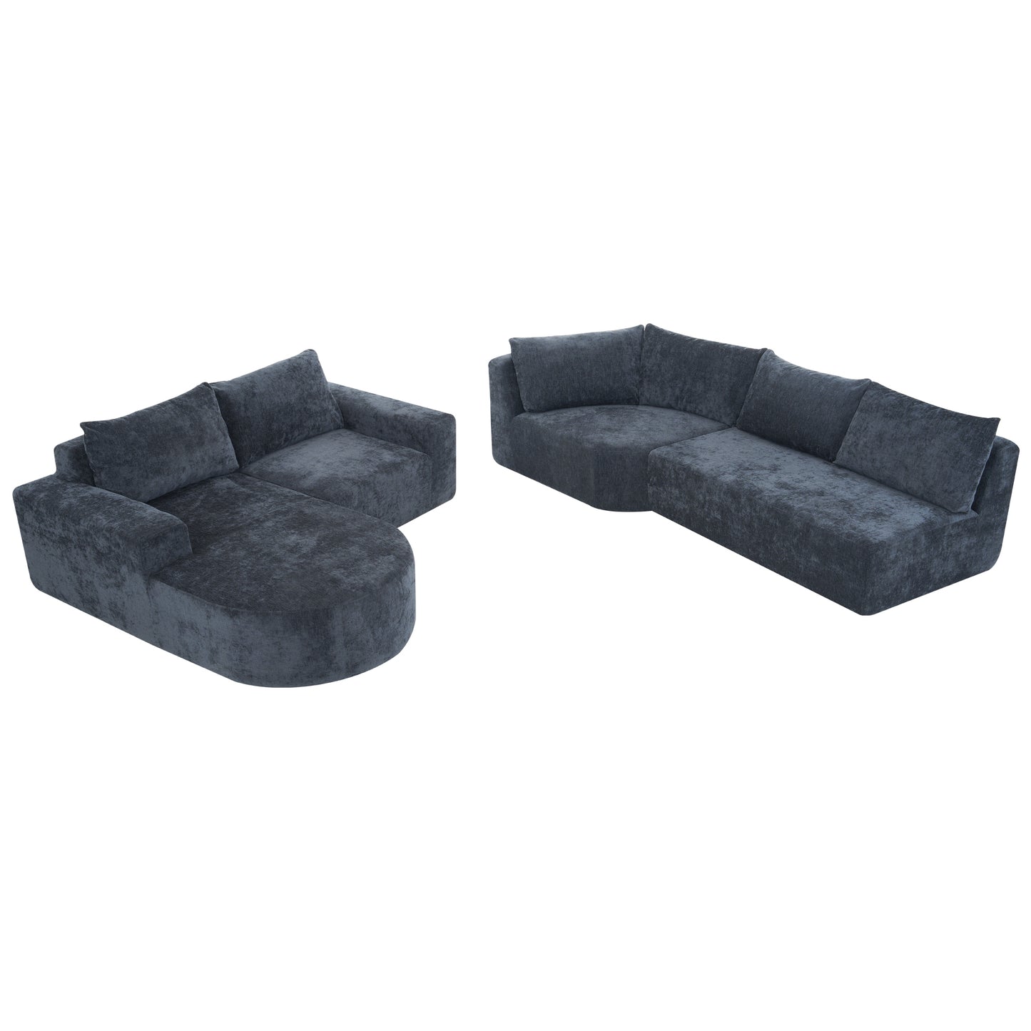 141.7" Oversized Modular Sofa Cloud Sectional Sofa Set Upholstered Couches U-shaped Sofa with Deep Seat for Living Room, Grey