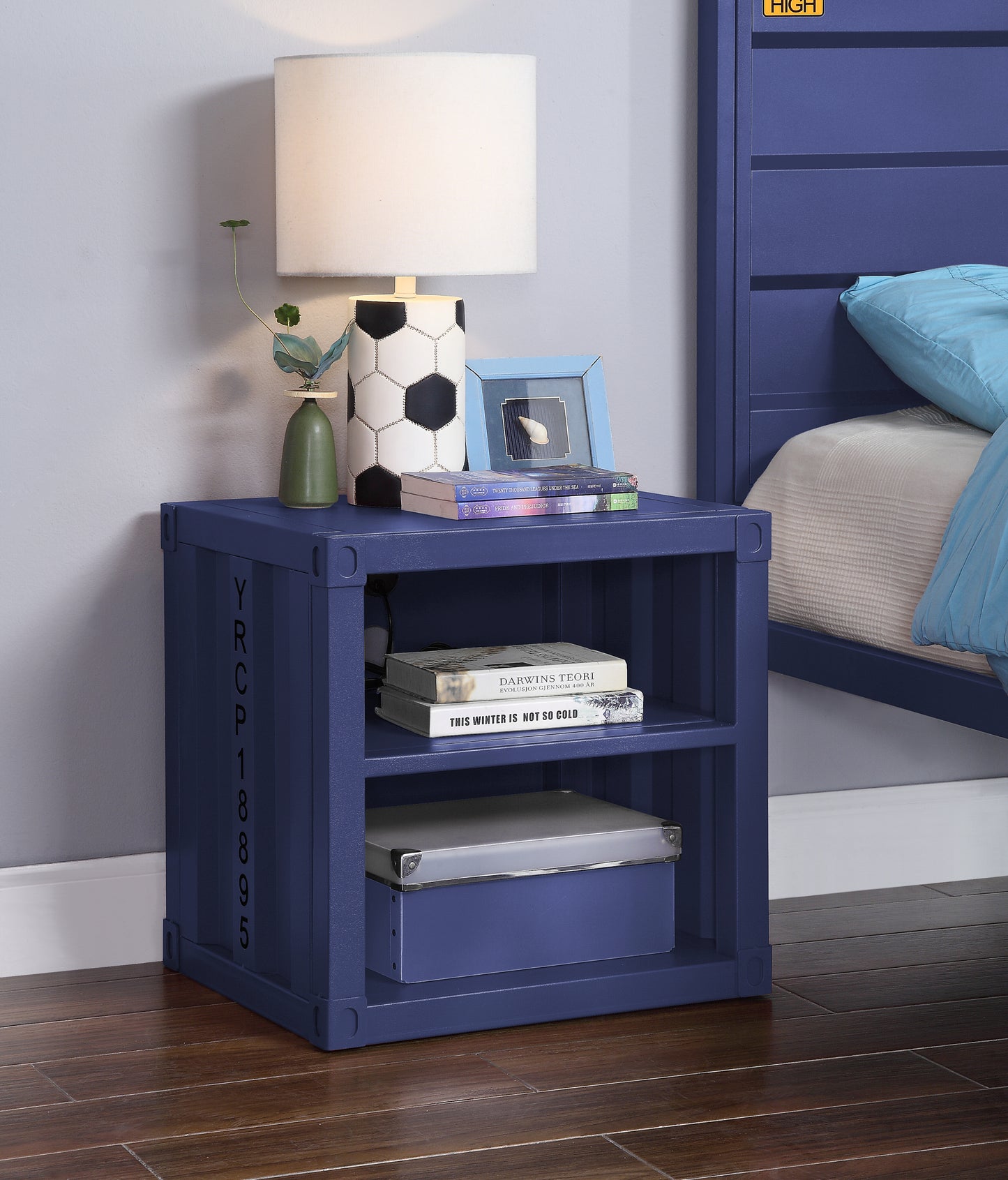 Cargo Blue Finish Nightstand W/USB