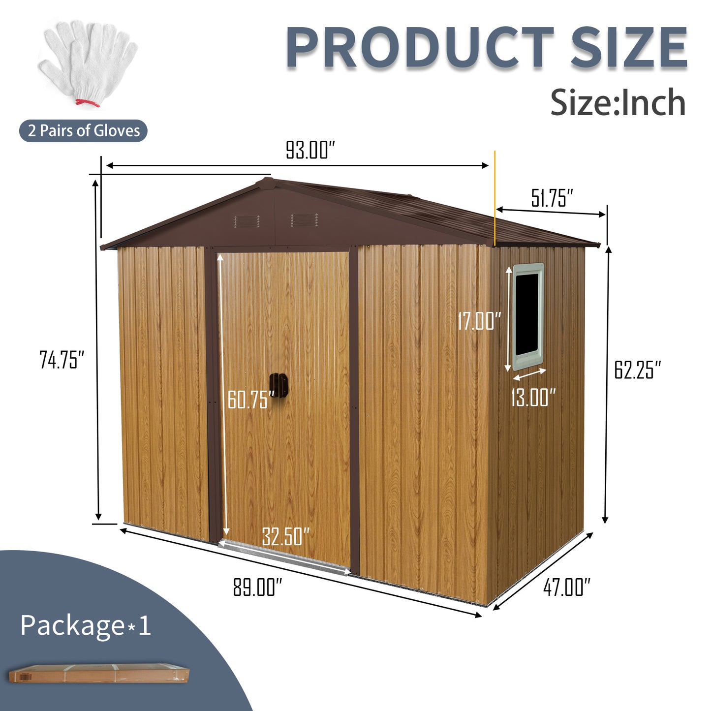 8 ft x 4 ft Outdoor Metal Storage Shed with Window and Metal Foundation for Backyard, Patio, Lawn (Coffee)