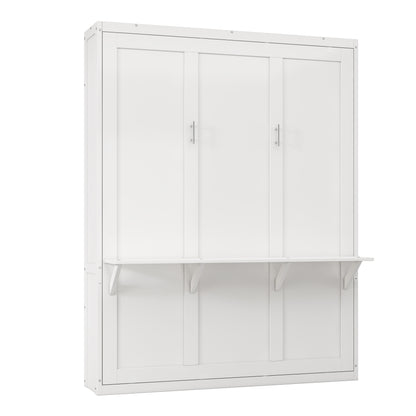 Queen Size Murphy Bed, 68-inch Cabinet Bed Folding Wall Bed with Desk Combo Perfect for Guest Room,Study, Office,White(old sku:BS530192AAC)