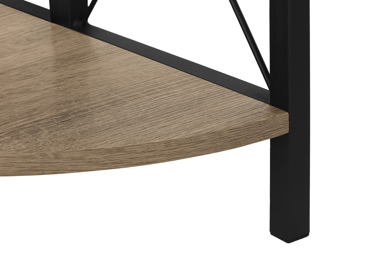 Bookshelf, Bookcase, Etagere, Corner, 4 Tier, 60"h, Office, Bedroom, Brown Laminate, Black Metal, Contemporary, Modern