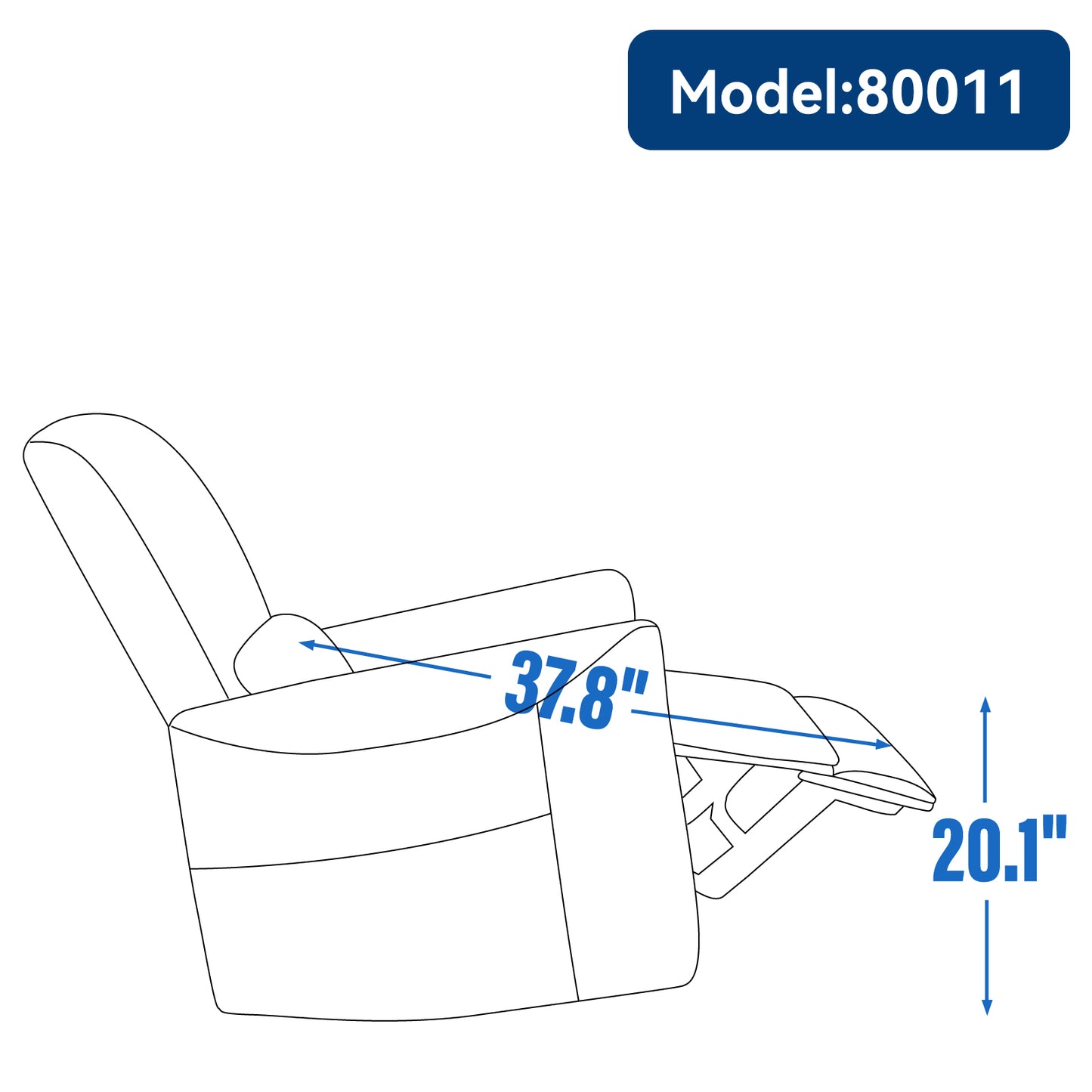 Blue Swivel and Rocker Power Recliner Chair, Heavy Duty Motion Mechanism with USB and Type-C Ports