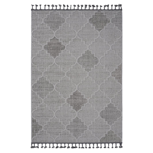 5X7 White/Grey /Trellis Indoor/Outdoor Area Rug