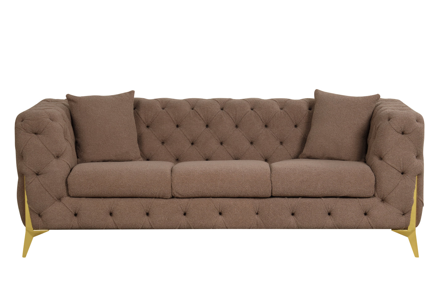 Contempo Modern Style Buckle Fabric Sofa Made with Wood in Brown