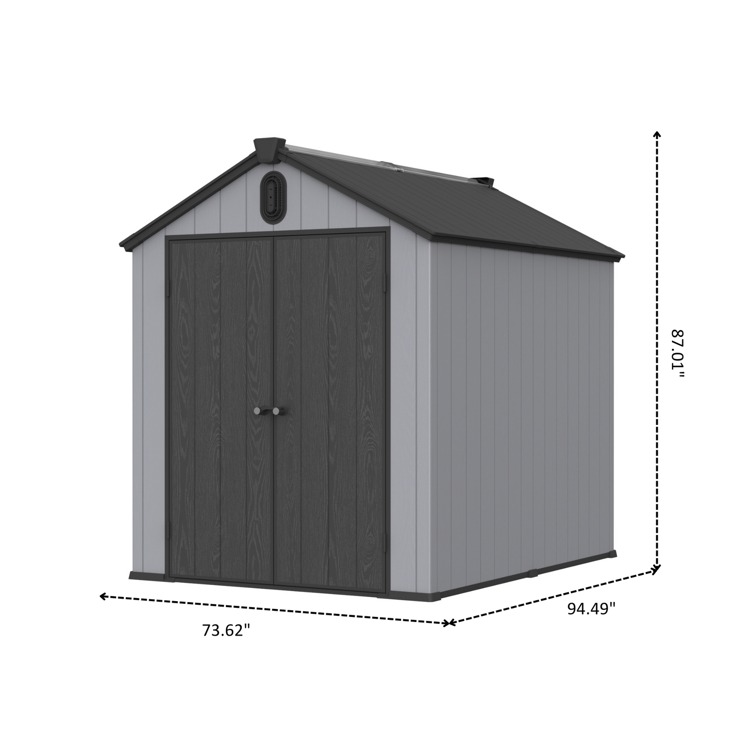 XWT012 6*8ft resin plastic storage shed for backyard garden big spire Tool storage