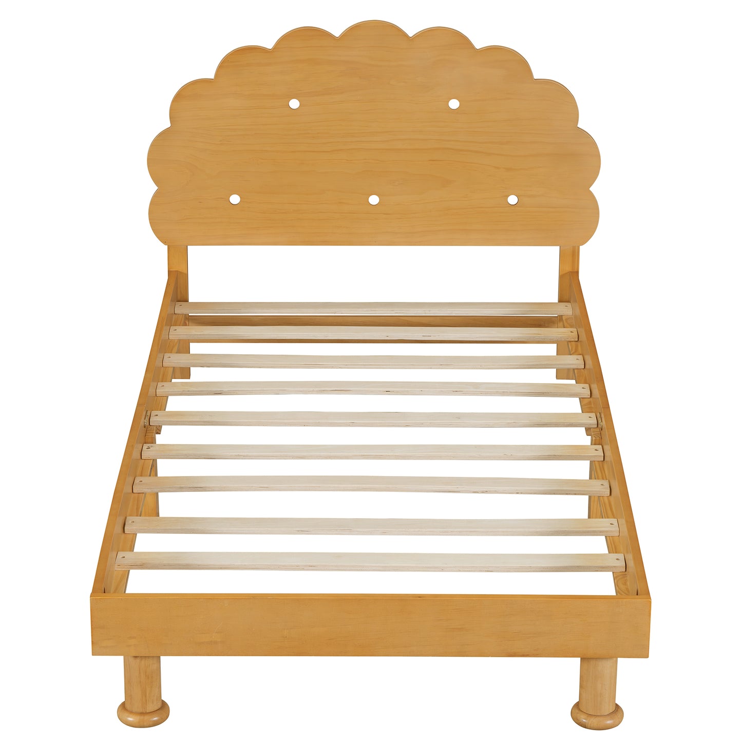 Kids Cookie-Shaped Bed Frame for Boys & Girls,Twin Size Platform Bed, Walnut