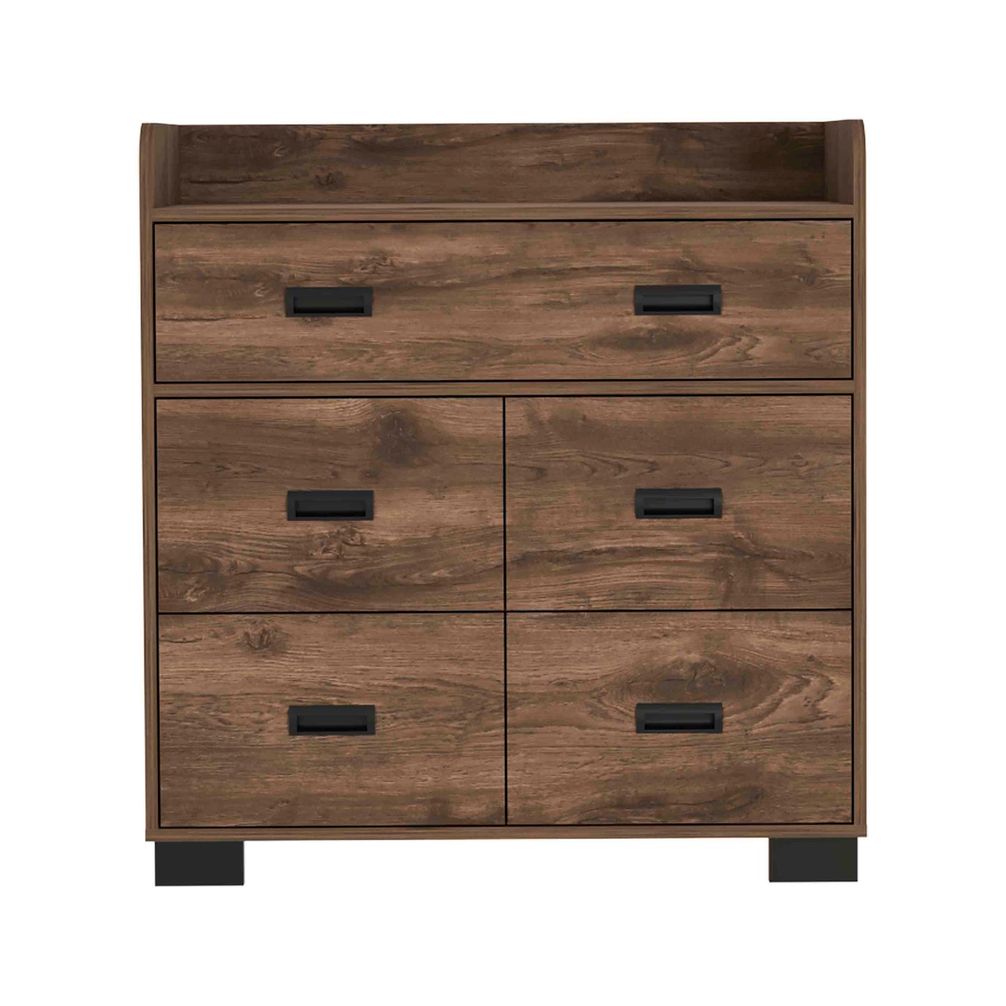 Alyn Dresser, Four Legs, Four Drawers, One Double Drawer, Superior Top -Dark Brown