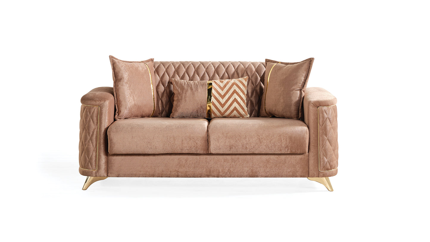 Luna 2Pc Modern Living Room Set in Copper