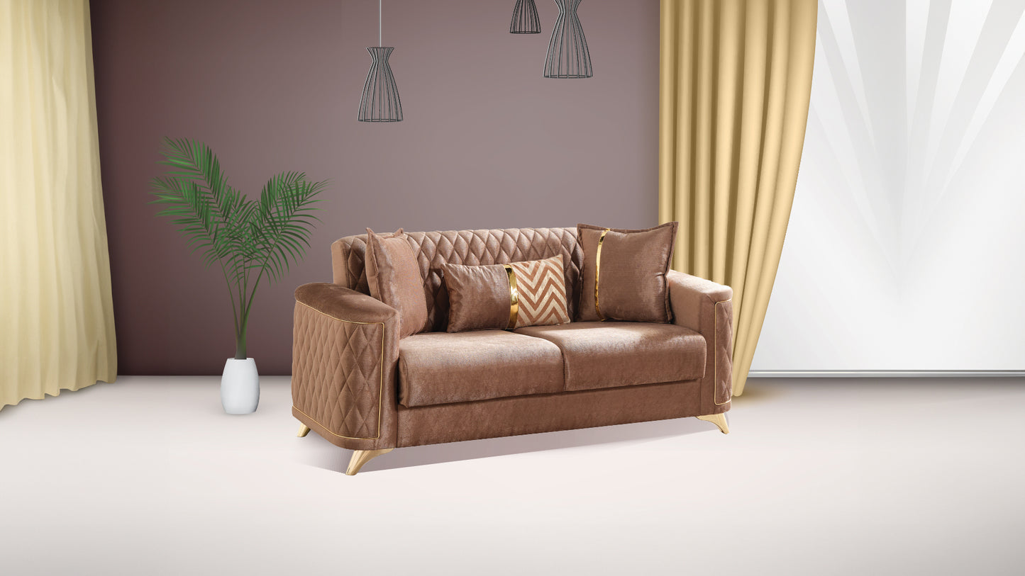 Luna 2Pc Modern Living Room Set in Copper