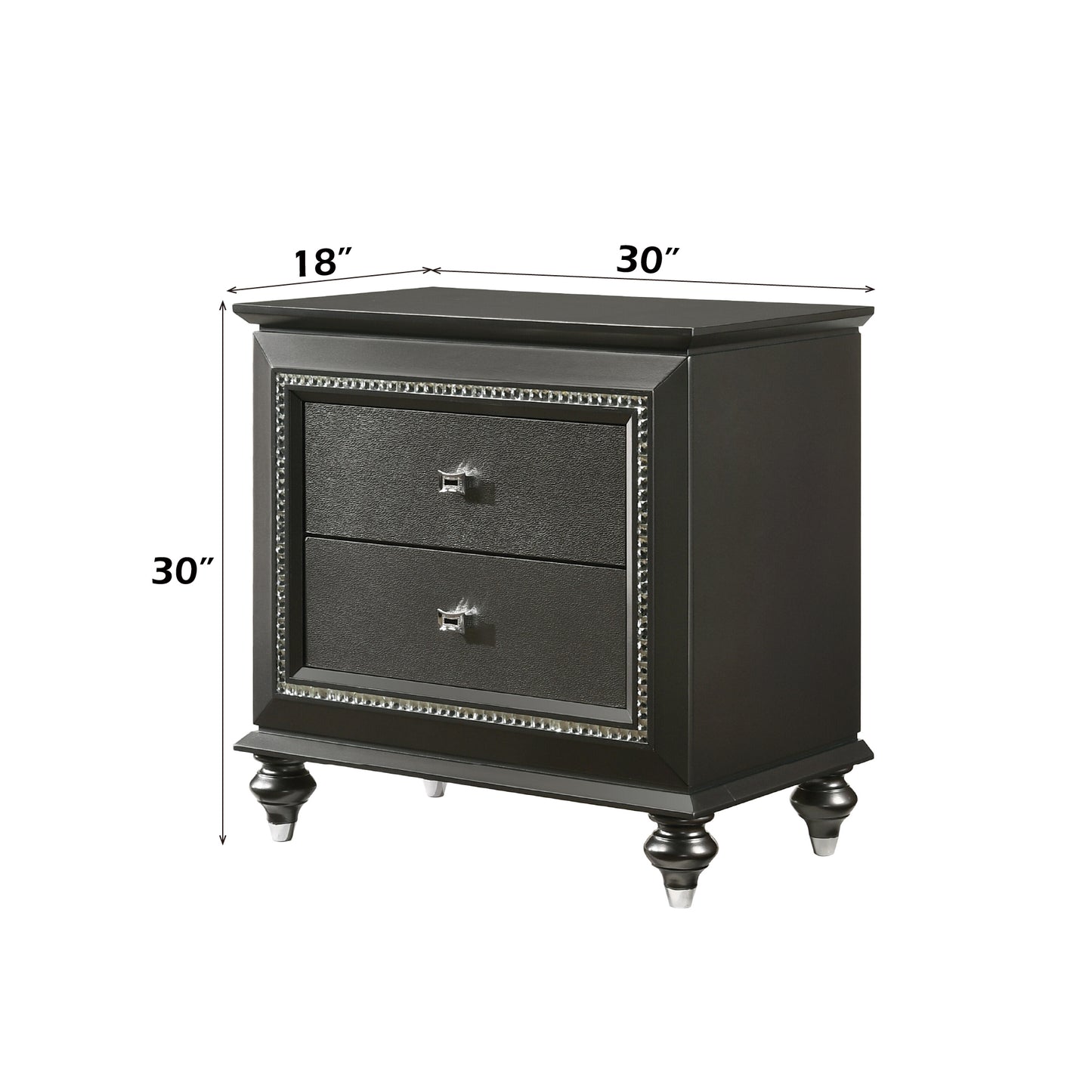 Kaitlyn Metallic Gray Finish Nightstand