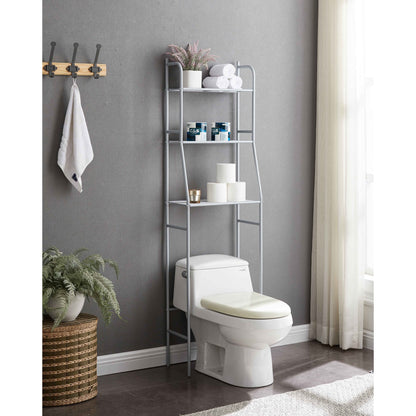 Three Tier Over the Toilet Storage Shelf - Silver