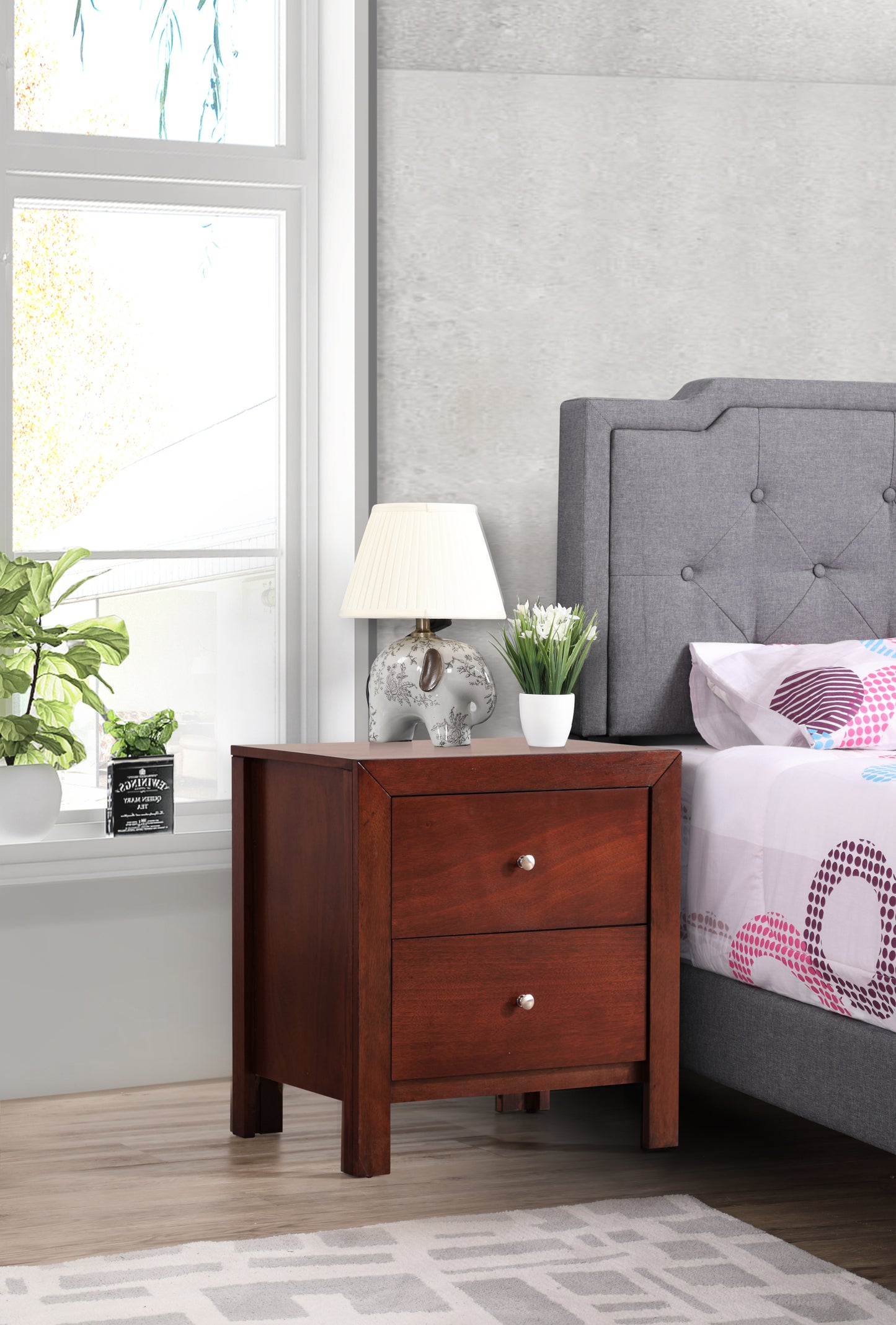 Elegant Cherry Nightstand With Storage