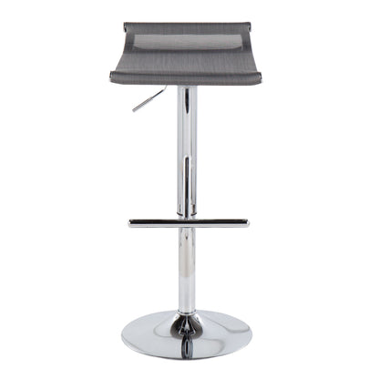 Mirage Ale Contemporary Adjustable Bar Stool in Chrome and Silver Mesh by LumiSource