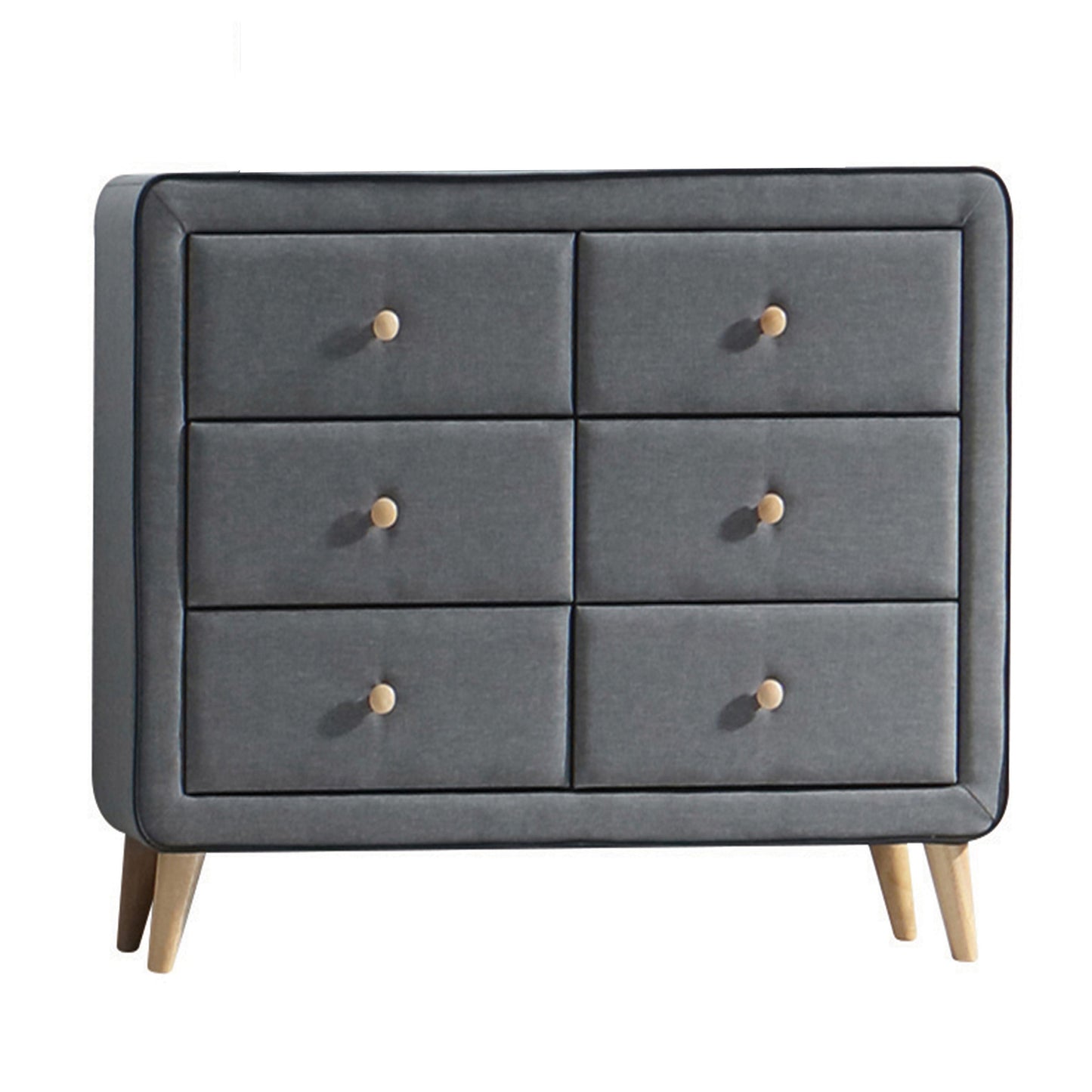 Light Grey Upholstered 6-drawer Double Dresser