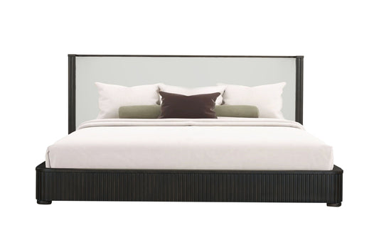 Clayten Fabric & Espresso Finish Eastern King Bed