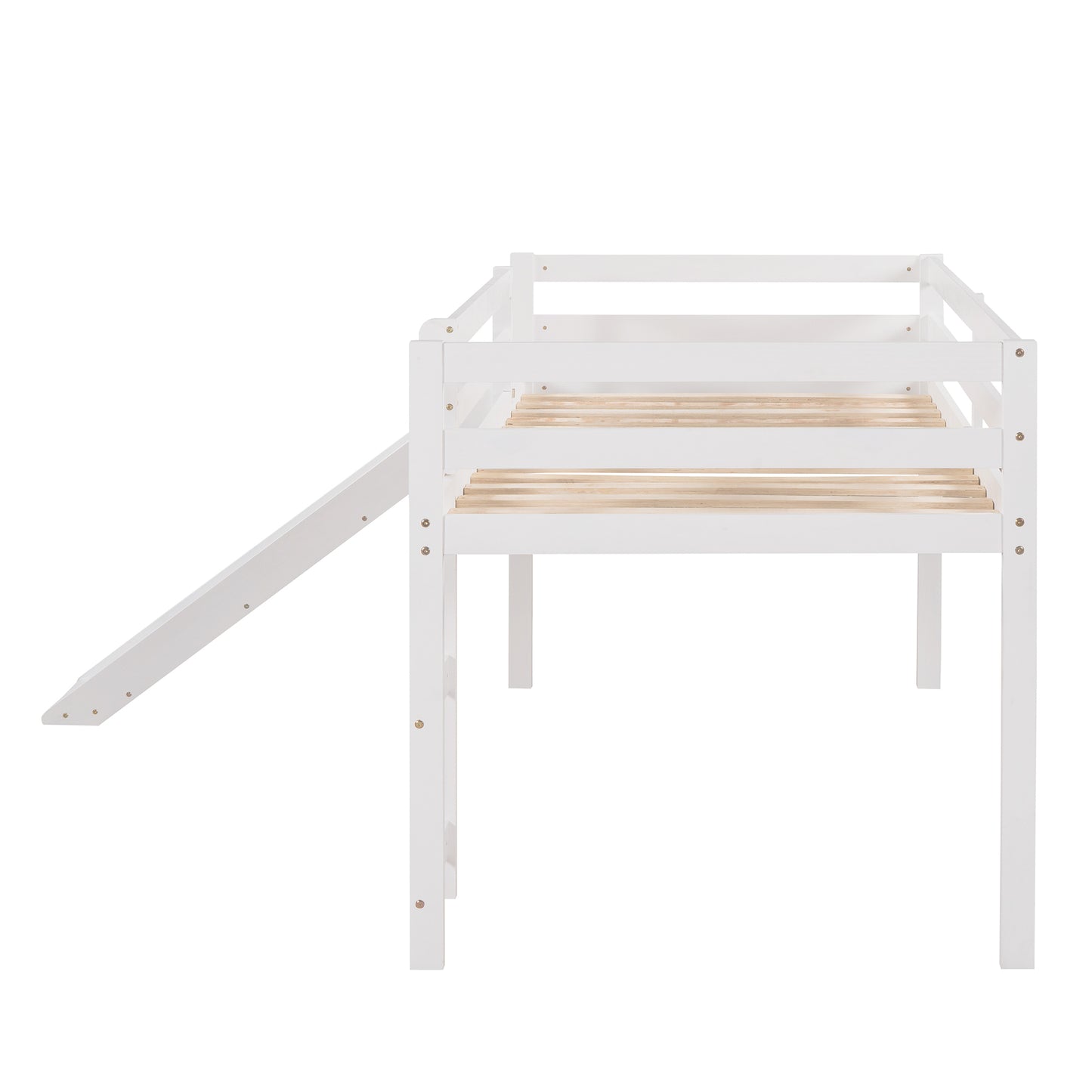 Loft Bed with Slide, Multifunctional Design, Twin (White)(OLD SKU: WF191904AAK)