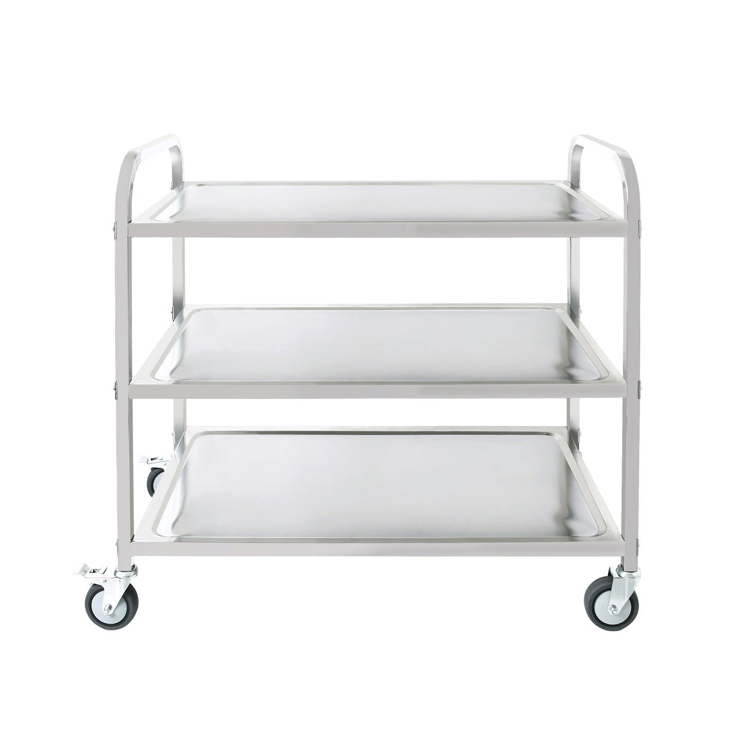 3-Tier Stainless Steel Cart, Serving Cart with Wheels, Restaurant, Household, Service Trolley, 360°Rotation Storage Cart with Locking Wheels 37.4 * 19.2 * 36.6'' L*W*H Rolling Kitchen Food Cart