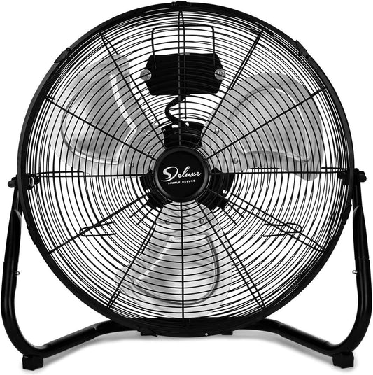 18 Inch 3-Speed High Velocity Heavy Duty Metal Industrial Floor Fans, Black