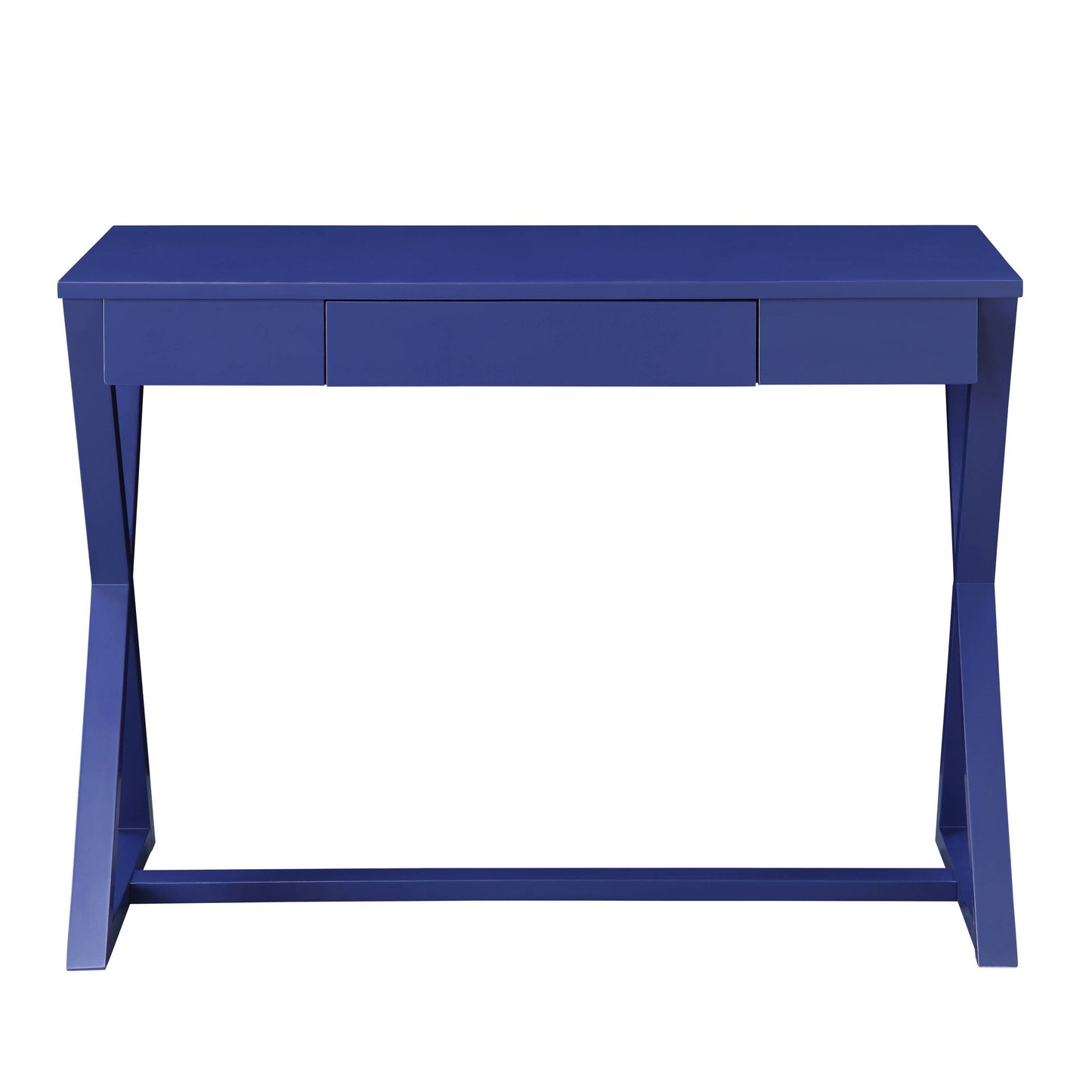 Twilight Blue 1-Drawer Writing Desk with X-shaped Base