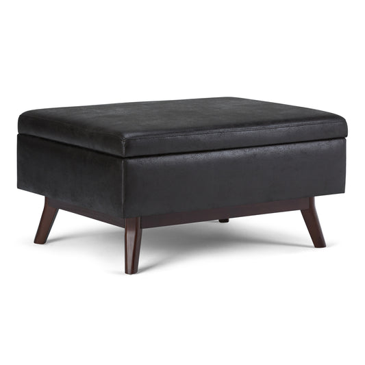 Owen - Coffee Table Storage Ottoman - Distressed Black