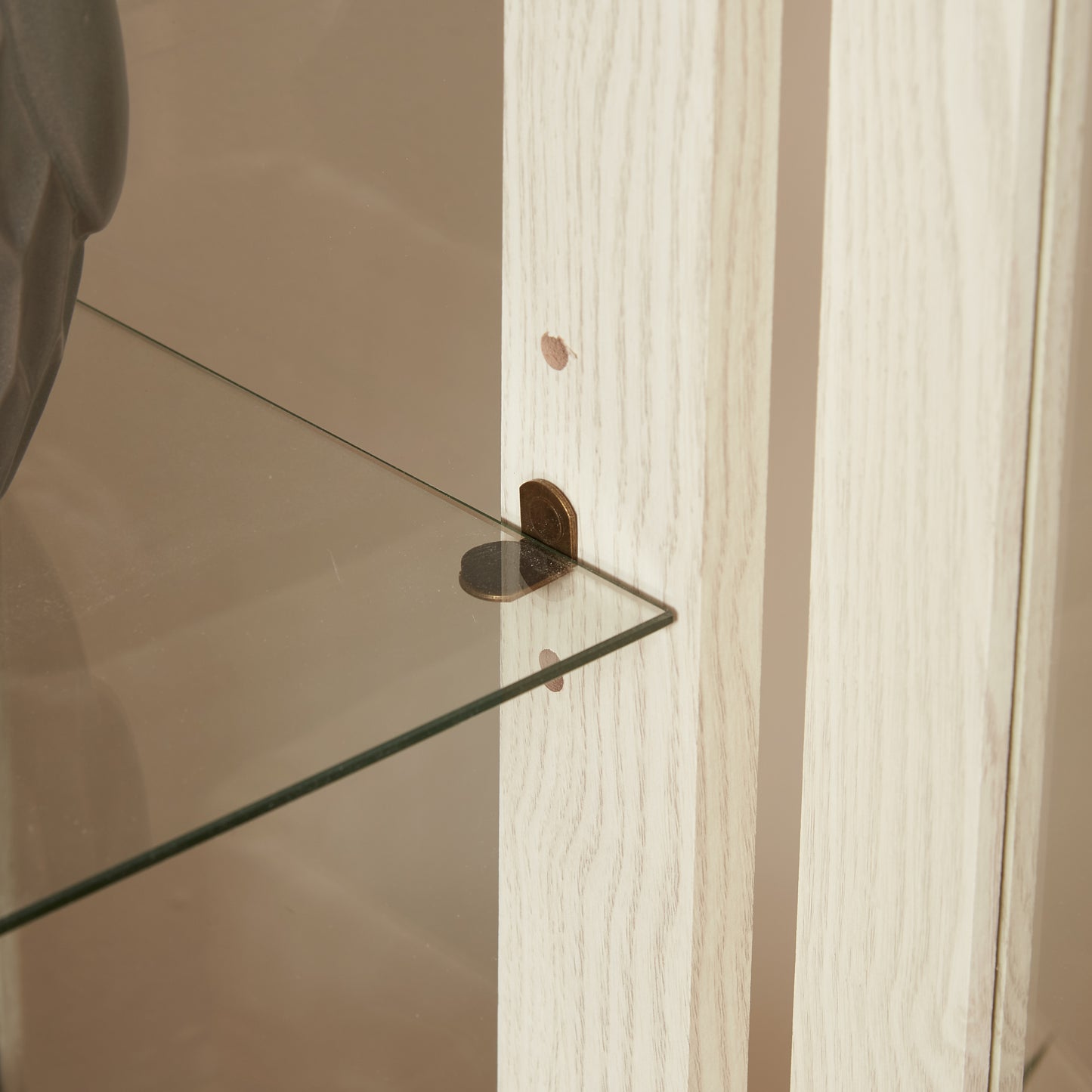 2 Doors Curio Cabinet with Tempered Glass Doors, Curio Cabinets with Mirrored Back Panel and Adjustable Shelves, Lighted Display Cabinet for Home, Office Light Bulb Included White