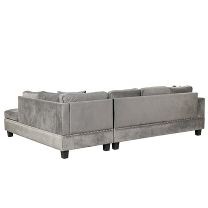 105" Modern Sectional Sofa with Storage Ottoman, L-Shape Couch with 2 Pillows and Cup Holder,Sectional Sofa with Reversible Chaise for Living Room,Gray