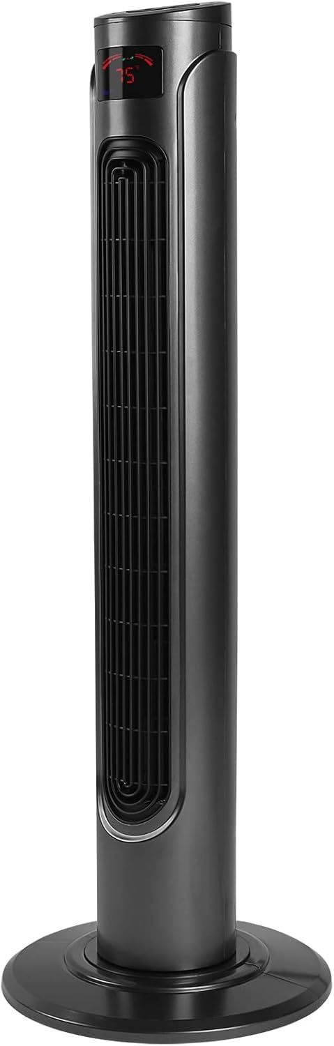 36-Inch Electric Oscillating Tower Fan with Remote Control for Indoor, Bedroom and Home Office, Black