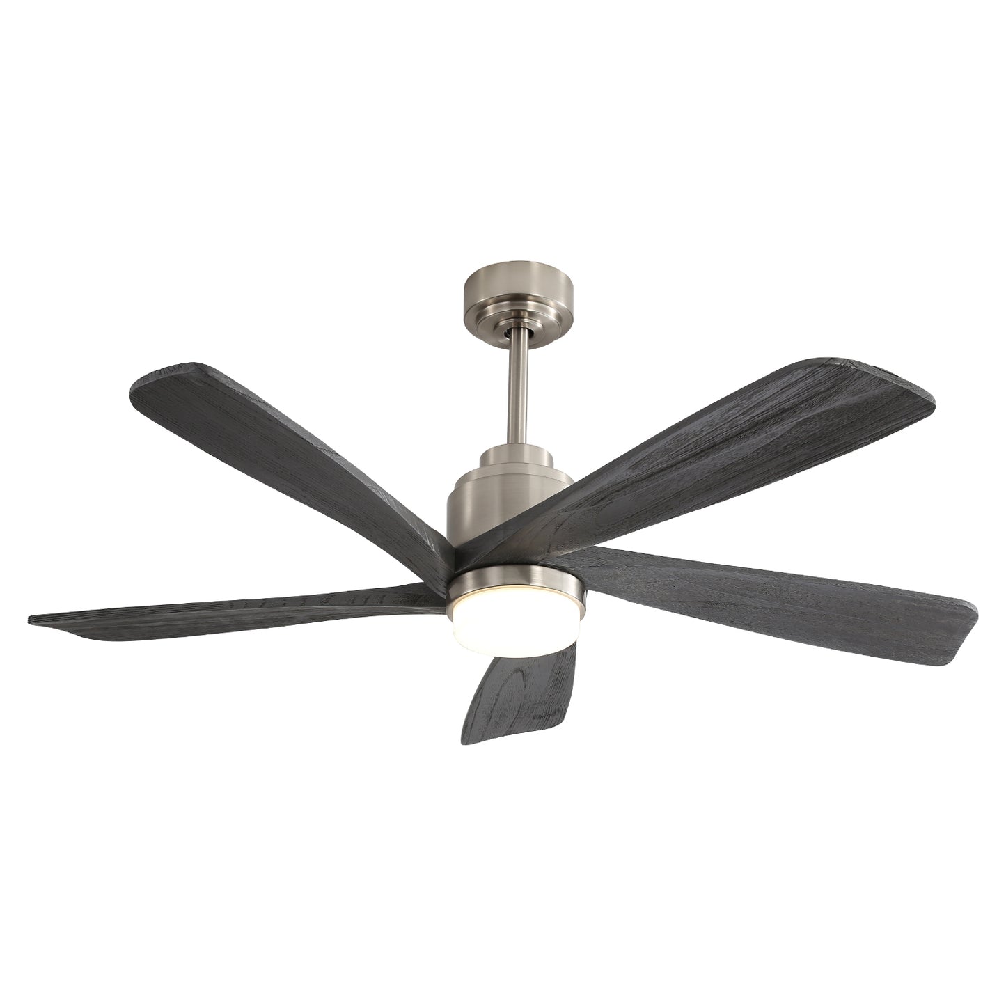 52 Inch Modern Ceiling Fan With Dimmable LED Light 5 Solid Wood Blades Smart Remote Control Reversible DC Motor