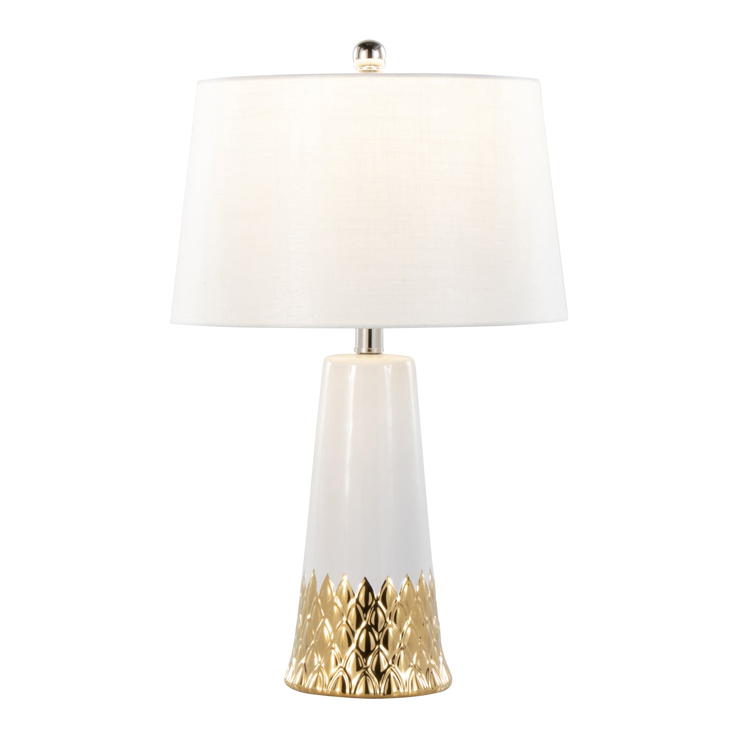 Penelope 22" Contemporary Ceramic Table Lamp with White & Gold Ceramic Body and White Shade by LumiSource