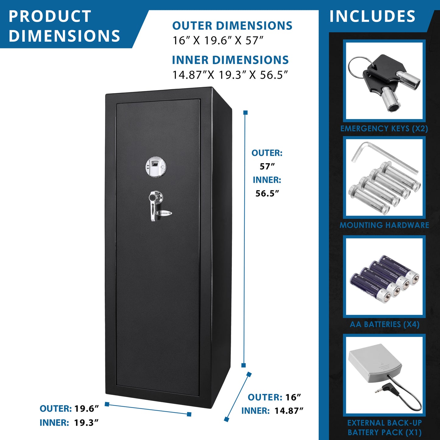 9.33 CUBIC FT TALL BIOMETRIC RIFLE SAFE