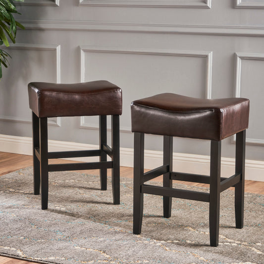 26" Backless Counter Stools, 2-Pcs Set, Brown